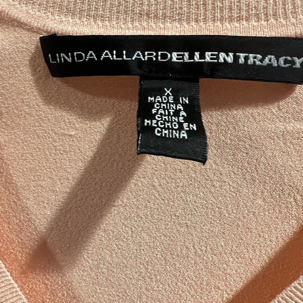 Linda Allard Ellen Tracey V-Neck Sweater - Soft Peach ~ 3/4 Sleeves ~ Exvellent - Picture 5 of 8
